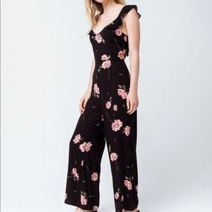 Amuse society black flower jumpsuit
